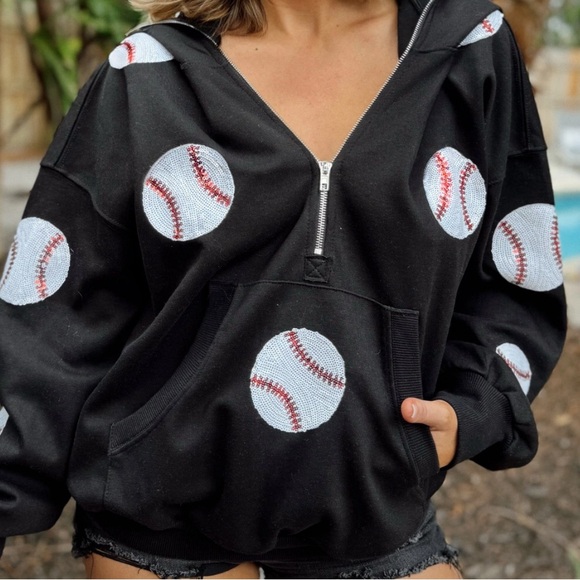 Sequin Baseball Pullover - Picture 1 of 2